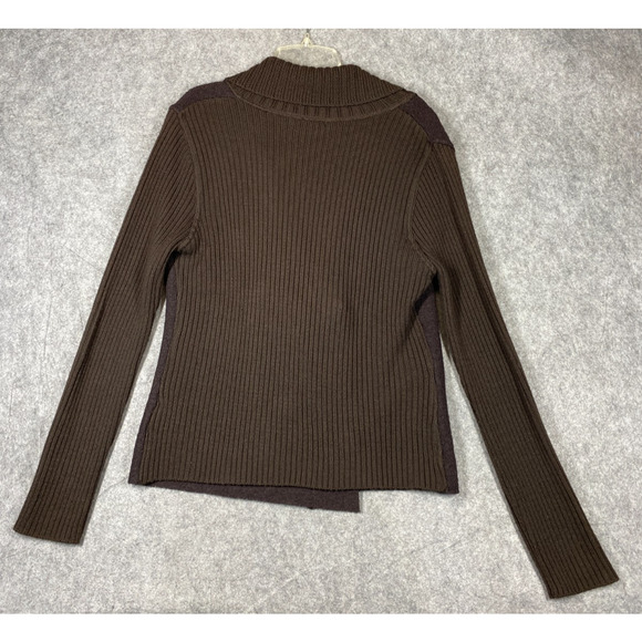 Sweater Jacket Womens Medium Brown Lamb Wool Blend Silvia Novelli Noba Italy - Picture 10 of 13